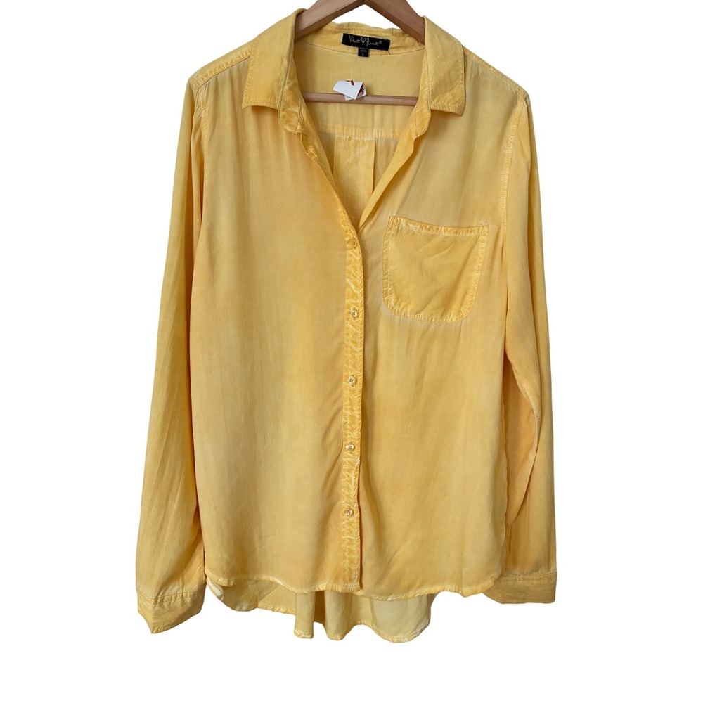 Velvet Heart Yellow Rayon Long Sleeve Button Down Shirt Large‎ Minimalist Boho